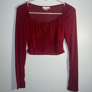 Urban Romantics, Crimson red cropped blouse, Medium.